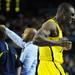 Michigan junior Tim Hardaway Jr. beats his chest as he walks toward the crowd during the Final Four at the Georgia Dome in Atlanta on Saturday, April 6, 2013. Melanie Maxwell I AnnArbor.com